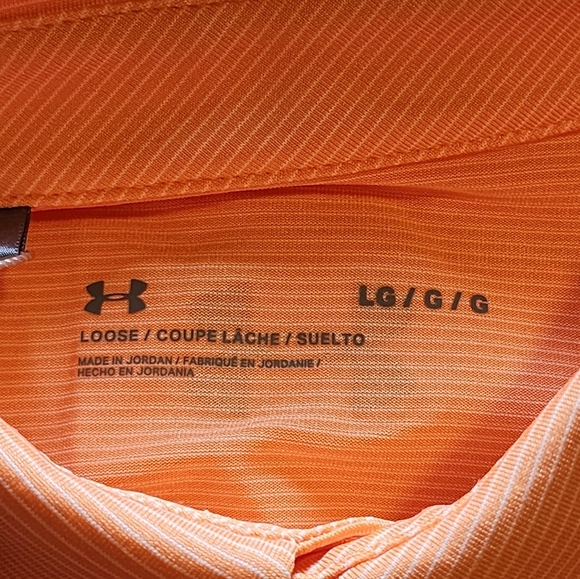Under Armour Golf Polo Shirt Orange Loose Fit UPF 50+ Moisture Wicking Large - Picture 5 of 9